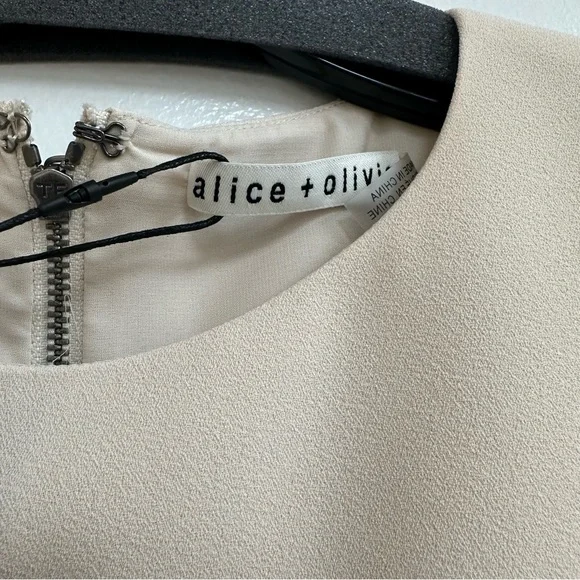 Alice + Olivia Coley Feather Dress in Cream - Picture 7 of 7